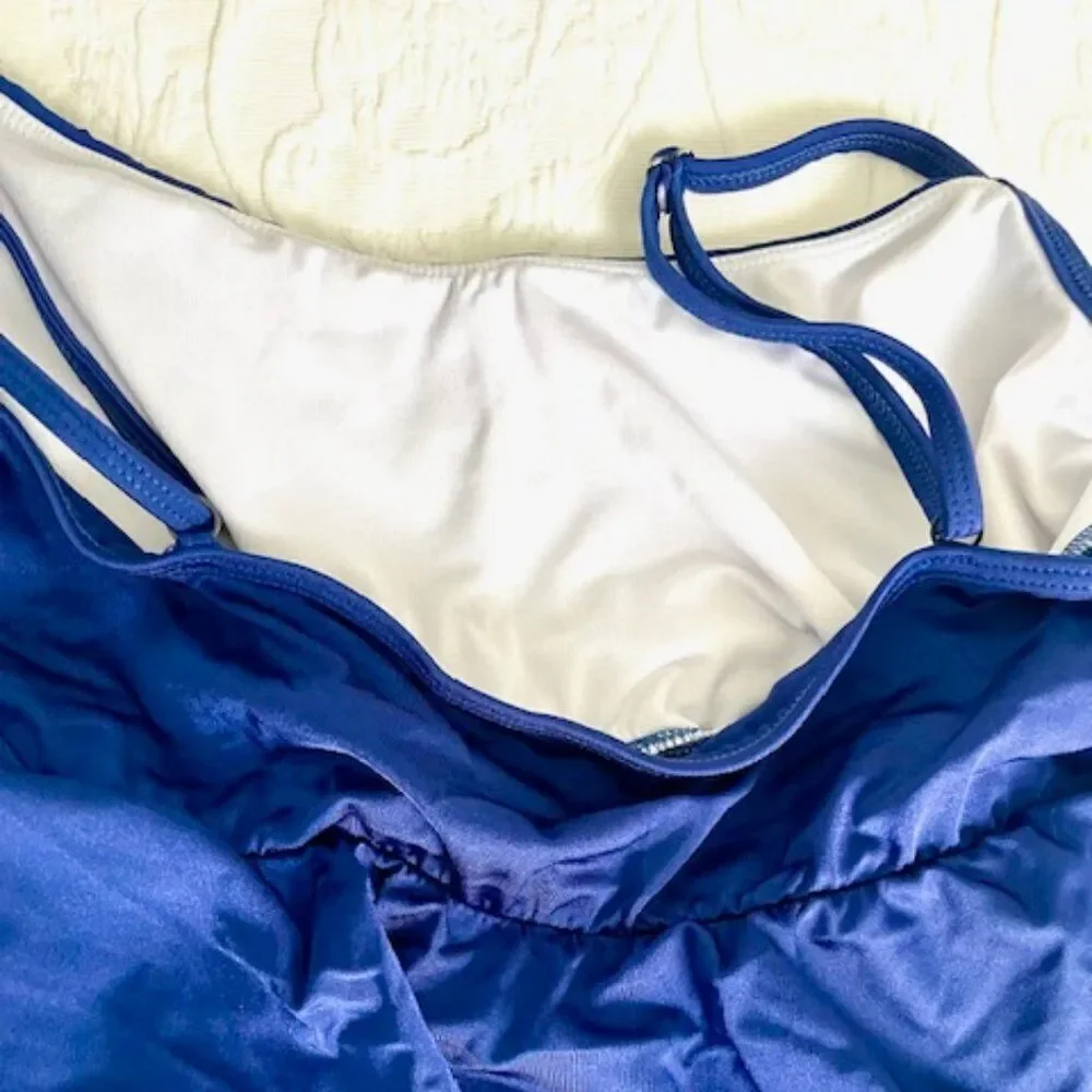 Venus Tiered Ruffle Layered Blue Tankini Top Size Bathing Swimming Swim Suit 14